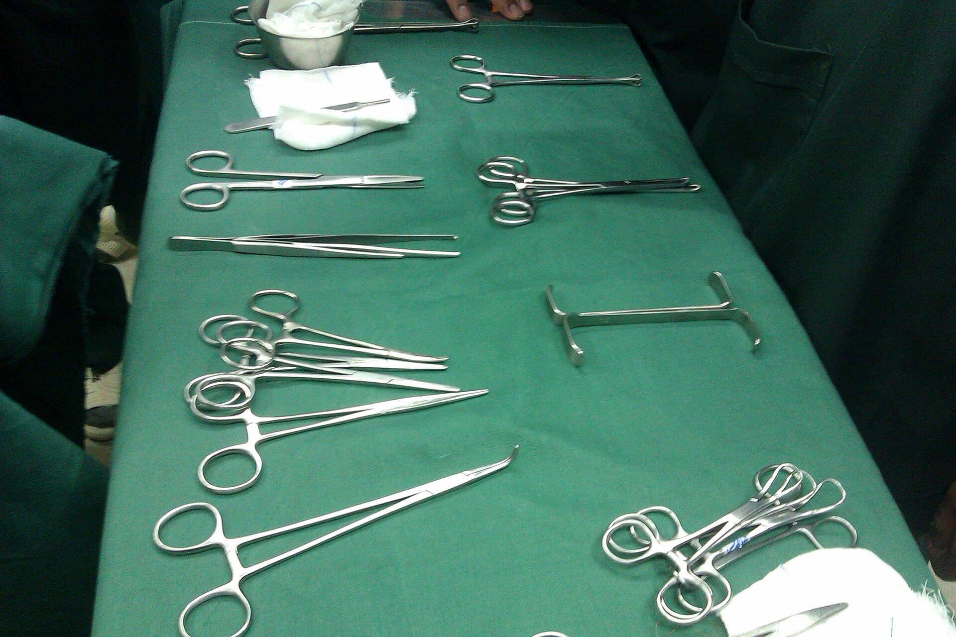 A set of stainless surgical instruments